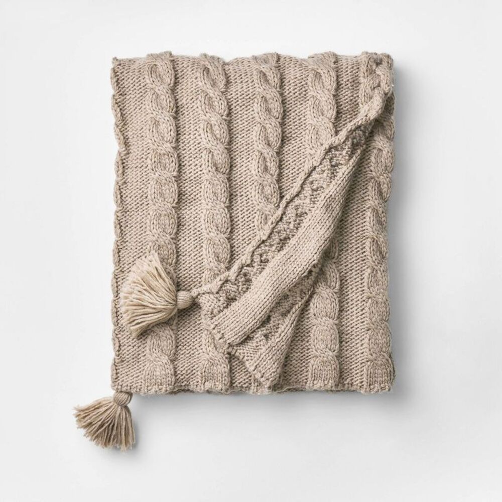 Knit Tassel Braided Throw Neutral - Threshold designed with Studio McGee